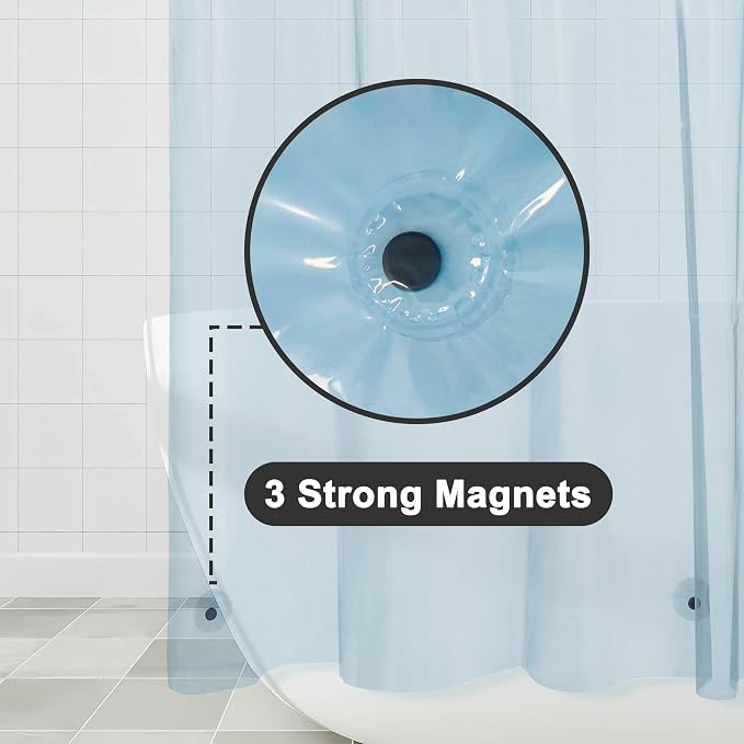Barossa Design Extra Long Clear Blue Shower Curtain Liner - Image 3