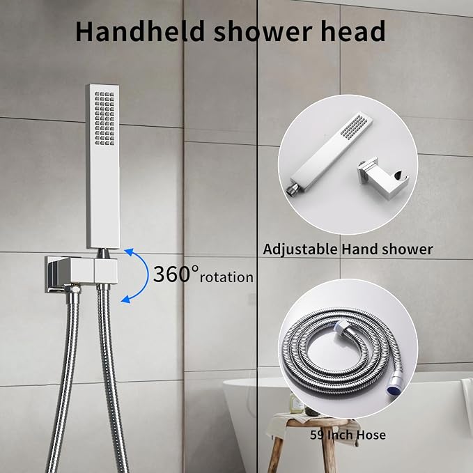 Bathroom shower system Ceiling 14x20 inch shower head, spray - Image 6