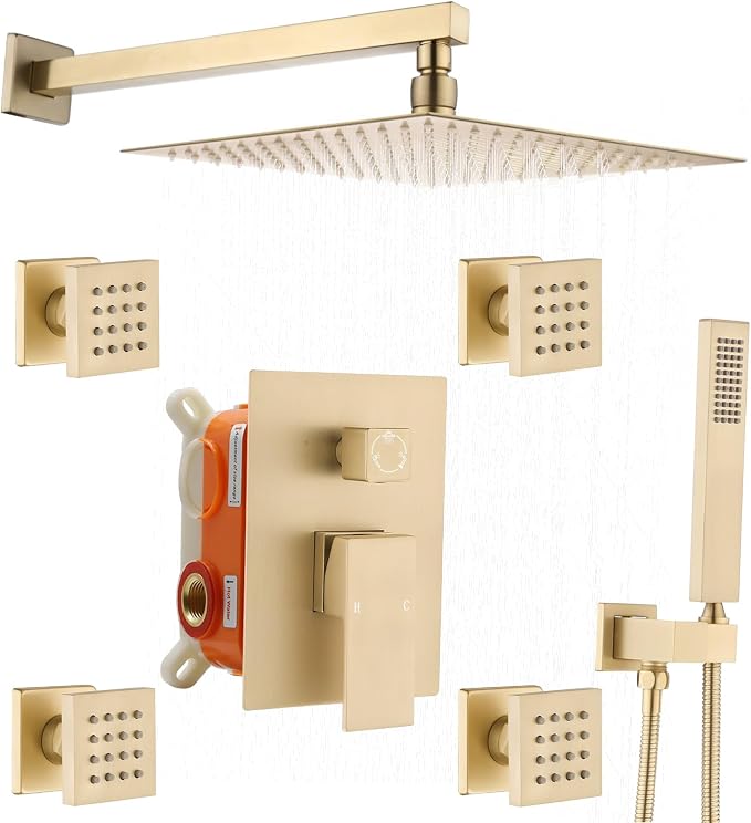 Enga Brushed Gold Rain Shower System by Enga