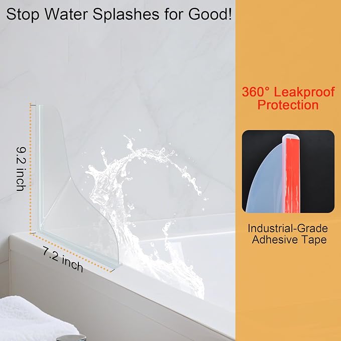 Mofason Silicone Shower Splash Guard, Bathroom Shower Water Guard - Image 2