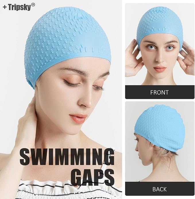 Tripsky Silicone Swim Cap, Comfortable Bathing Cap Ideal - Image 2