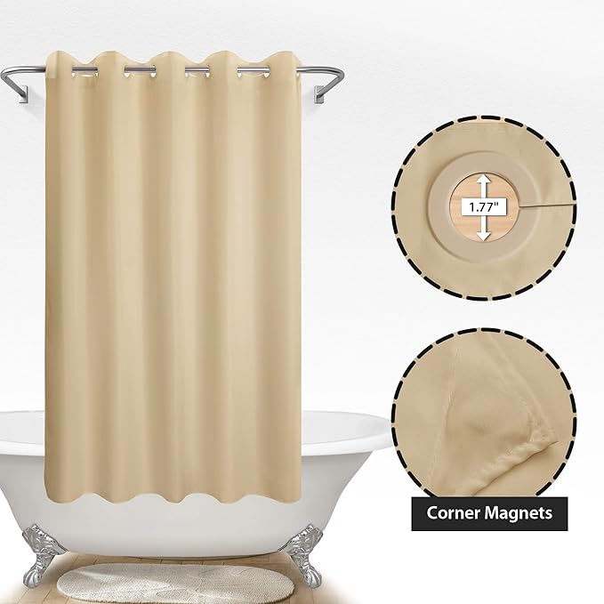 Fabric Shower Curtain No Hooks & Liner Needed - Image 5