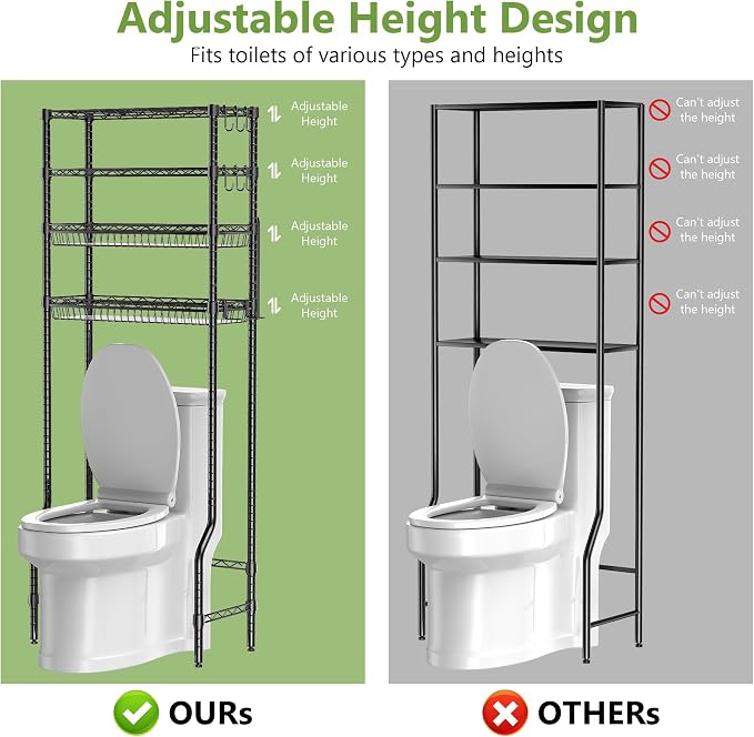 4-Tier Over The Toilet Storage, Bathroom Shelves - Image 4