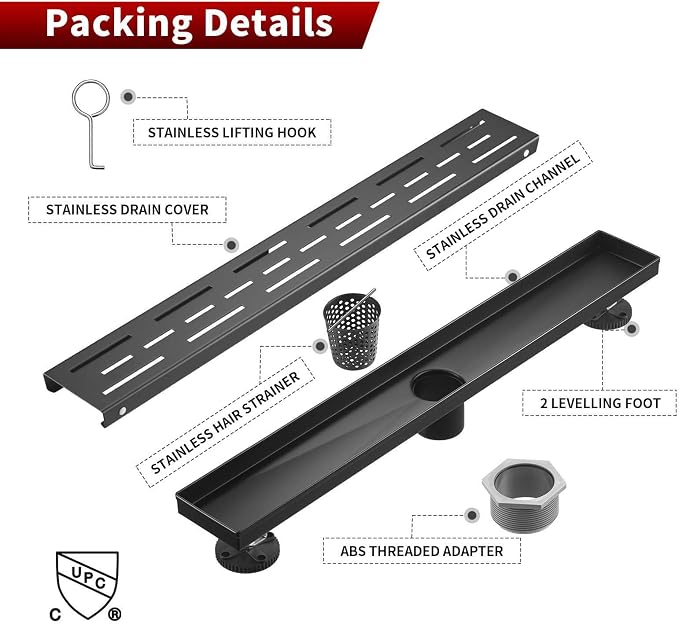 Sharp-tec Linear Shower Drain, 24 inch Shower Drain - Image 7