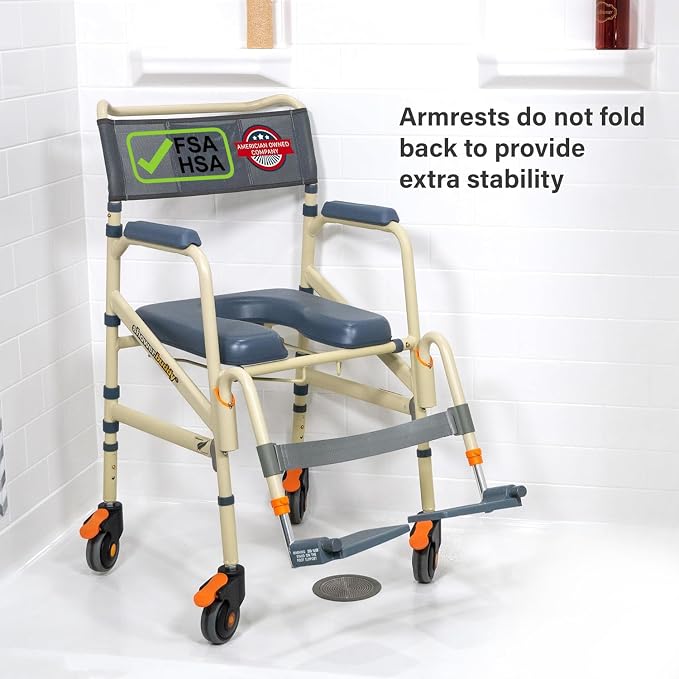 SolutionBased - - Lightweight Aluminum Folding Rolling Shower Chair - Image 3
