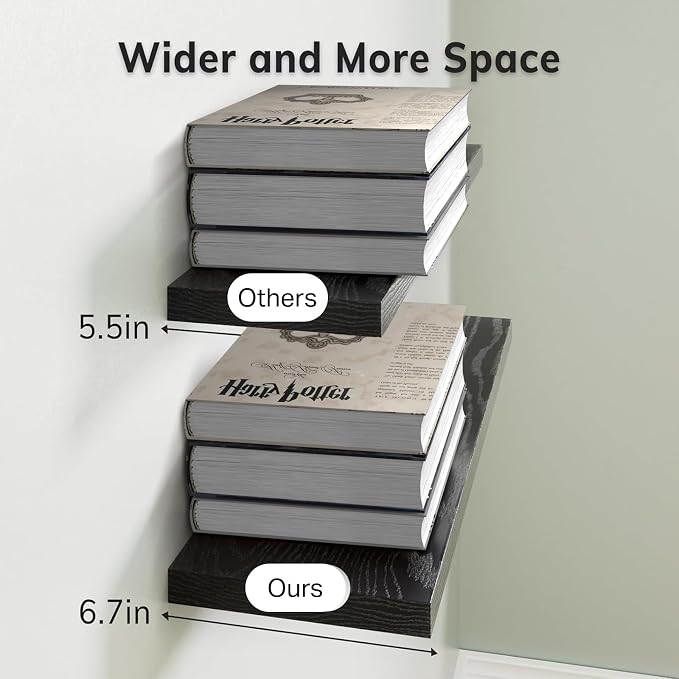 BAYKA Floating Shelves for Wall, 22.5 inches Black Wall Shelves for Bathroom - Image 3