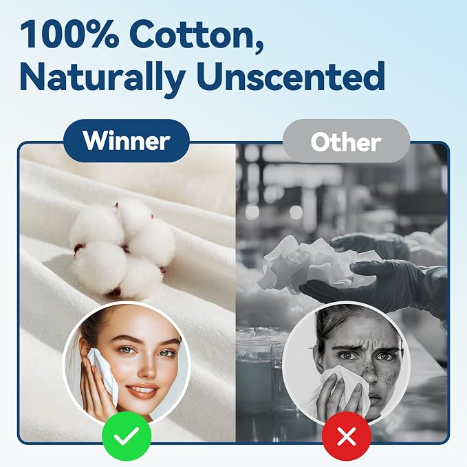 Winner Soft Face Towels, 100% USDA Biobased Facial Towels, Unscented Cotton - Image 6