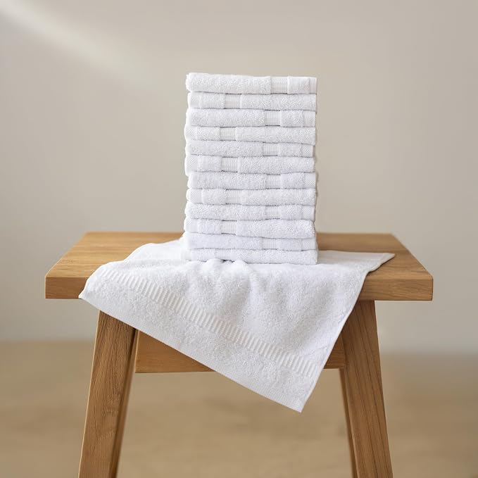 SALBAKOS 100% Turkish Cotton Washcloth Set of 12 13x13 inch | Heirloom Quality - Image 3