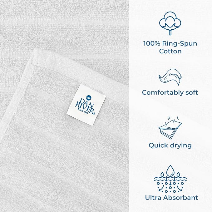 DAN RIVER Pack of 2 Bath Sheet 35x70 Inches, Super Soft Quick Dry Ribbed Cotton - Image 3
