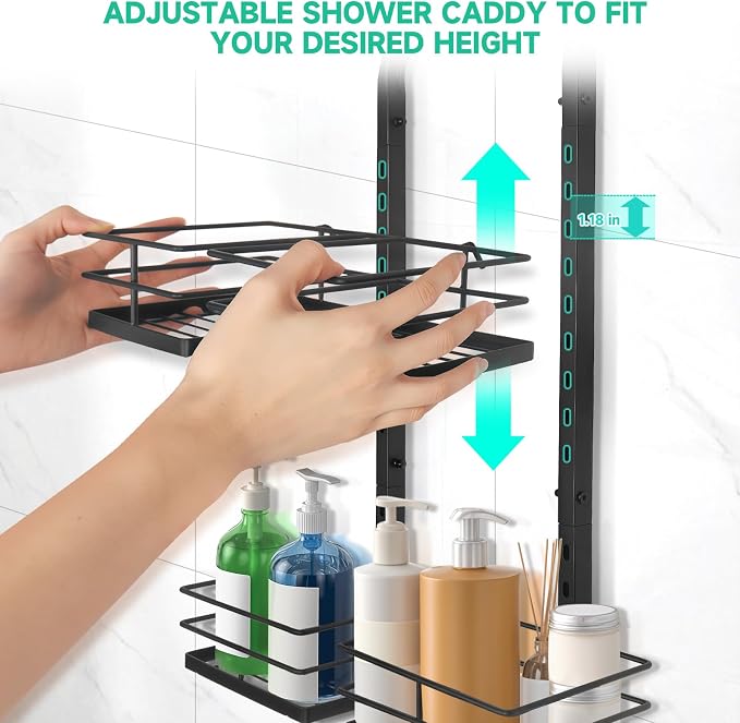Shower Caddy Hanging for Handheld Showerheads Adjustable Height Extra Long - Image 4