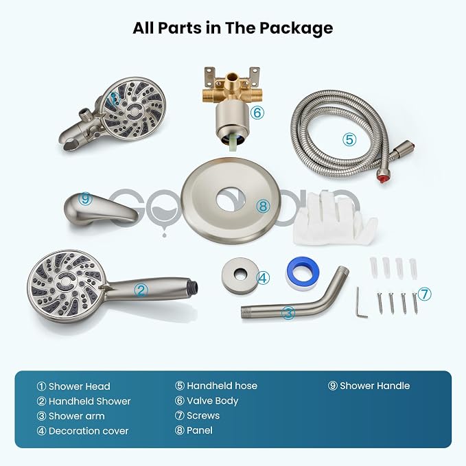 gotonovo Dual 2 in 1 Shower Head Kit High Pressure Combo System Shower Faucet 6 - Image 9