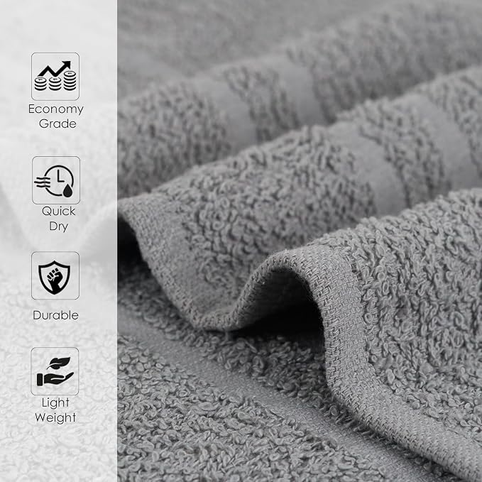 Salon Towels – 50 Pack Grey Hand Towels 100% Cotton Spa Towels – 16x27 inches - Image 2