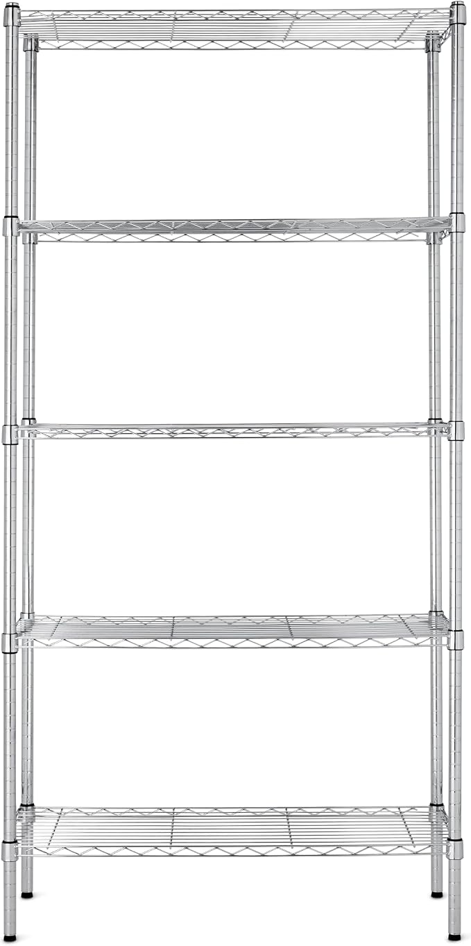 Amazon Basics 5-Shelf Adjustable Heavy Duty Steel Wire Rack Storage Shelving - Image 6