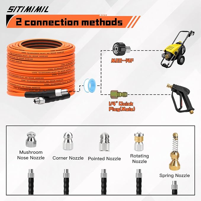 Sewer Jetter Kit for Pressure Washer 150FT, 5800psi Drain Cleaner Hose 1/4 Inch - Image 5