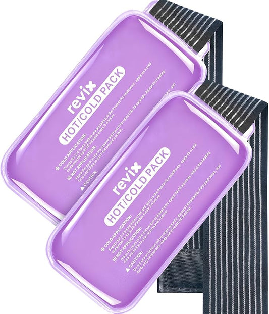 REVIX Large Ice Packs for Injuries, 2 Packs Hot & Cold Gel Ice Packs by Feelbetterlivebetter