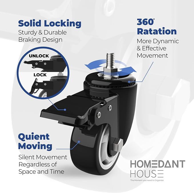 HOMEDANT House 5-Tier Metal Rolling Cart Shelf Rack Casters Heavy Duty - Image 6