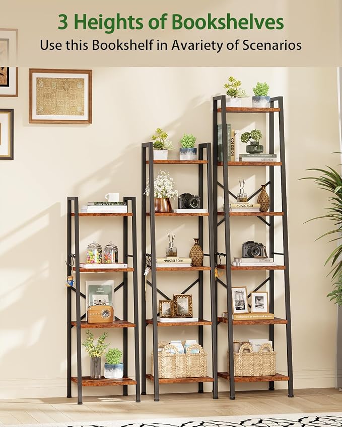Furologee 6 Tier Ladder Shelf Bookcase, Tall Ladder Bookshelf Narrow - Image 7