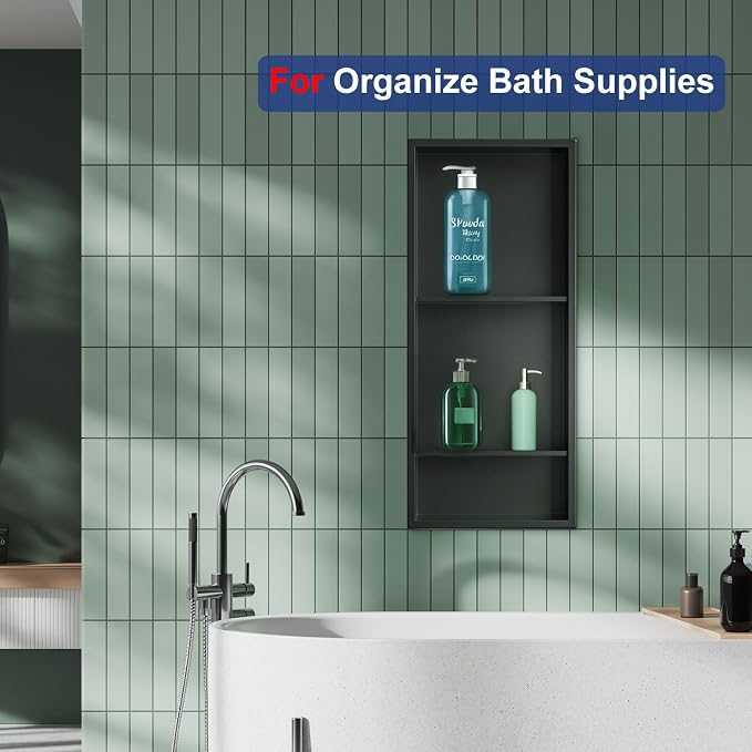 Shower Niche, 12 * 30 Stainless Steel Elegant Bathroom Niche, No Tile Needed - Image 3
