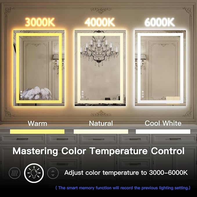 ISKM 36'' x 36'' LED Mirror for Bathroom Lighted Vanity Mirror for Wall Front - Image 4