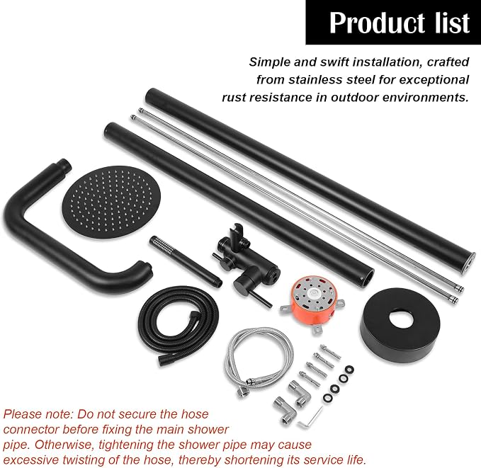 Freestanding Outdoor Shower – Height Adjustable Matte Black Outdoor Shower - Image 5