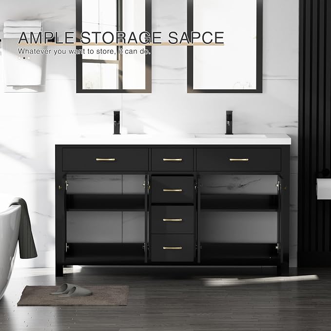 LUCKWIND 60" Bathroom Vanity and Sink Combo, Painted Modern Bathroom Storage - Image 4