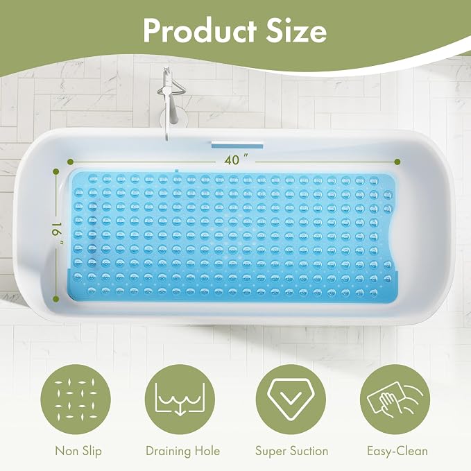 AmazerBath Shower Mat Non Slip 40 x 16 Inches, Bathtub Mat Shower Stall Mats - Image 4