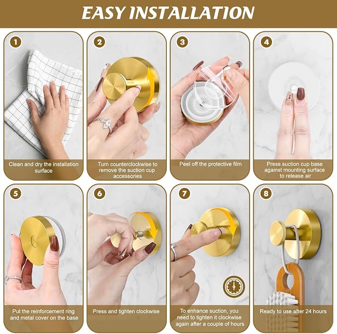 BKV Suction Cup Hooks for Glass Window, Removable Shower Hooks for Inside Shower - Image 6