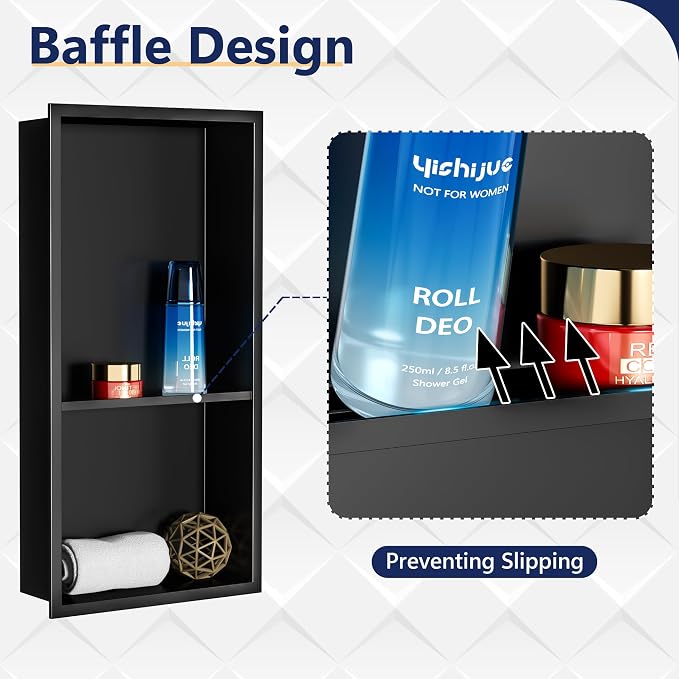 Neodrain No Tile Shower Niche, Stainless Steel Wall Cabinet 25.1"X13.1" - Image 5