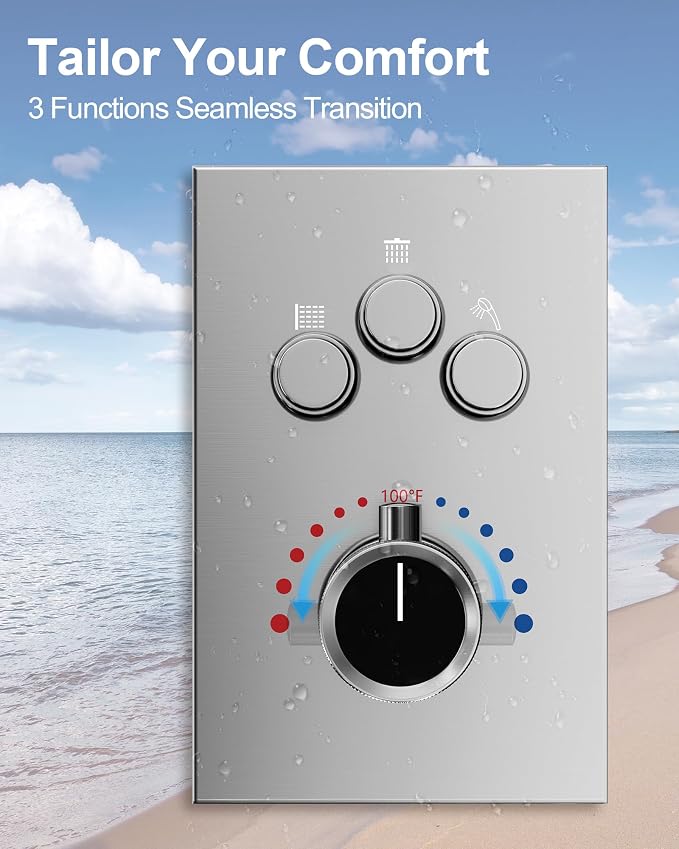 Thermostatic Shower System, Dual Rainfall Shower Heads - Image 4