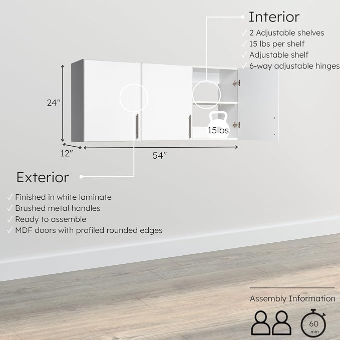 Prepac Elite 54" Wall Cabinet, Storage - Image 6