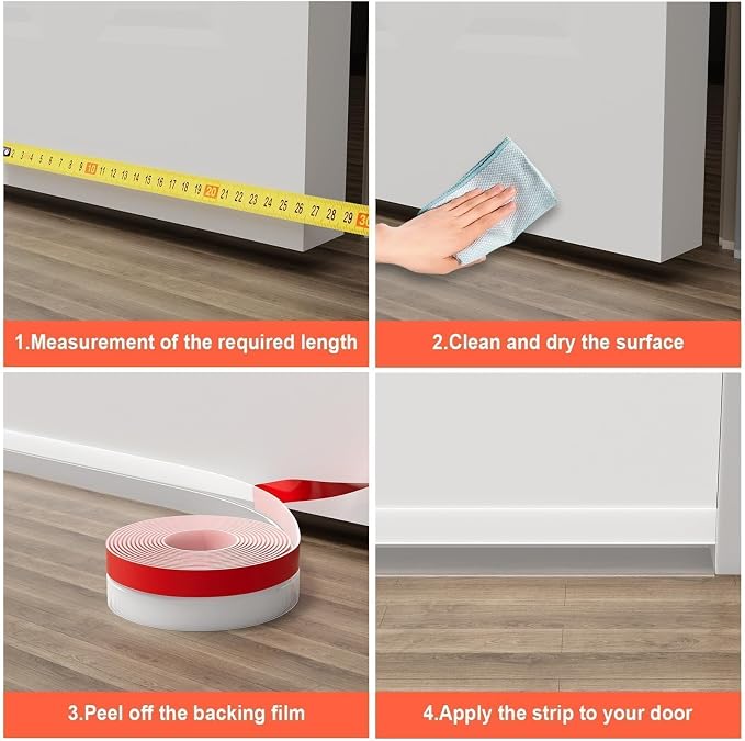 Door Draft Stopper, Silicone Weather Stripping Door Seal Strip, Self-Adhesive - Image 6