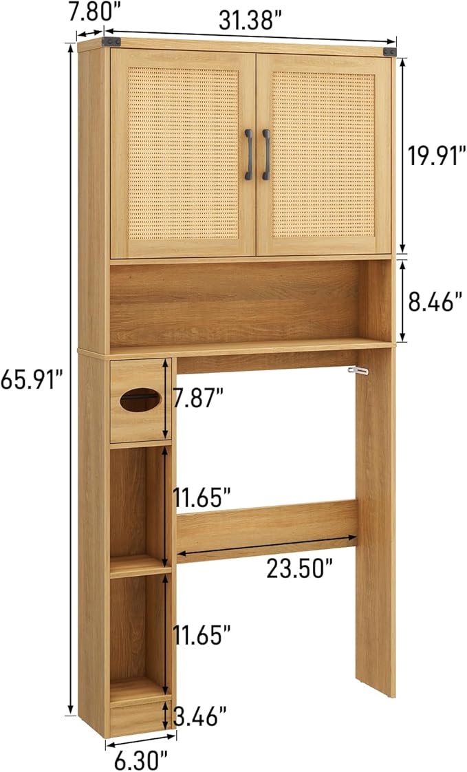 Vabches Over The Toilet Storage Cabinet, Farmhouse Rattan Storage Cabinet Over - Image 2