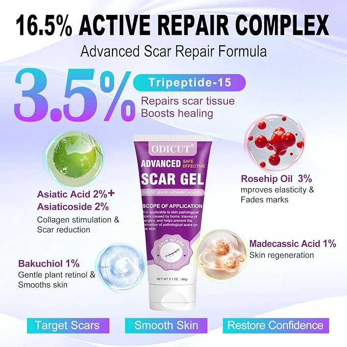 Silicone Scar Gel, Intensive Scar Cream, 2.1oz Keloid Bump Removal - Image 2
