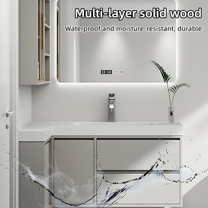Modern L-Shaped Bathroom Vanity - - Image 7