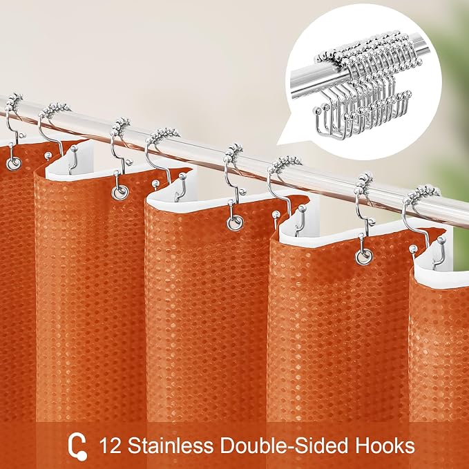 3 in 1 Stall Half Size Burnt Orange Shower Curtain Set-36 W x 72 H, Modern - Image 3