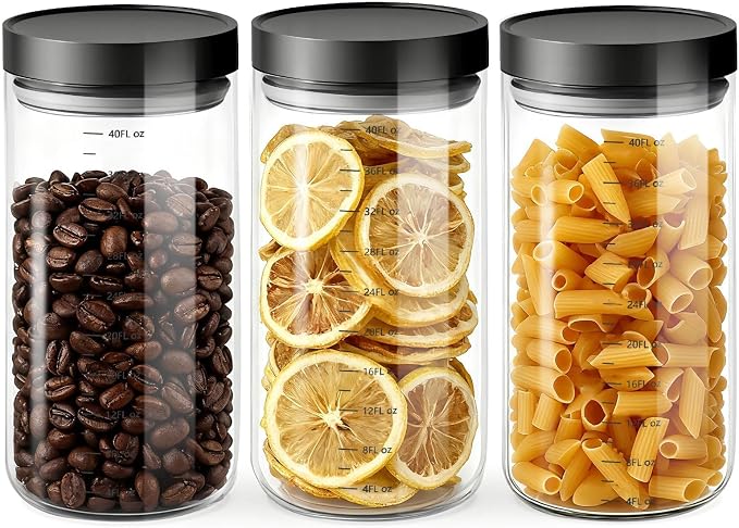 Danbark Set of 3 42oz Airtight Glass Storage Canisters by Unknown