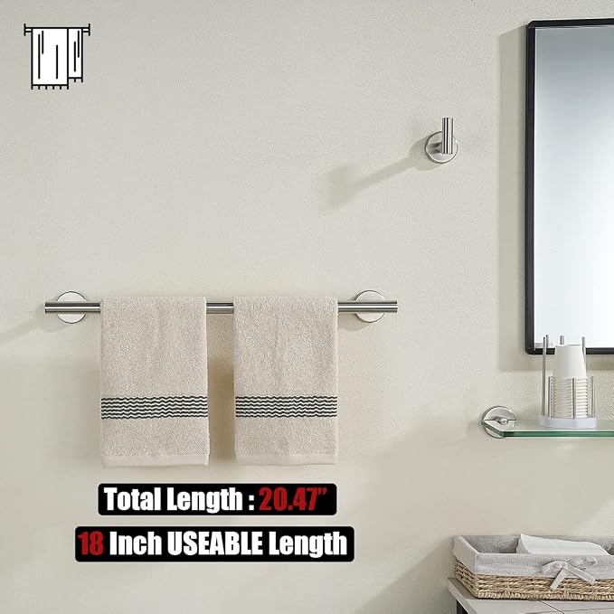 JQK Bath Towel Bar, 20.5 Inch 304 Stainless Steel Thicken 0.8mm Towel Rack - Image 3