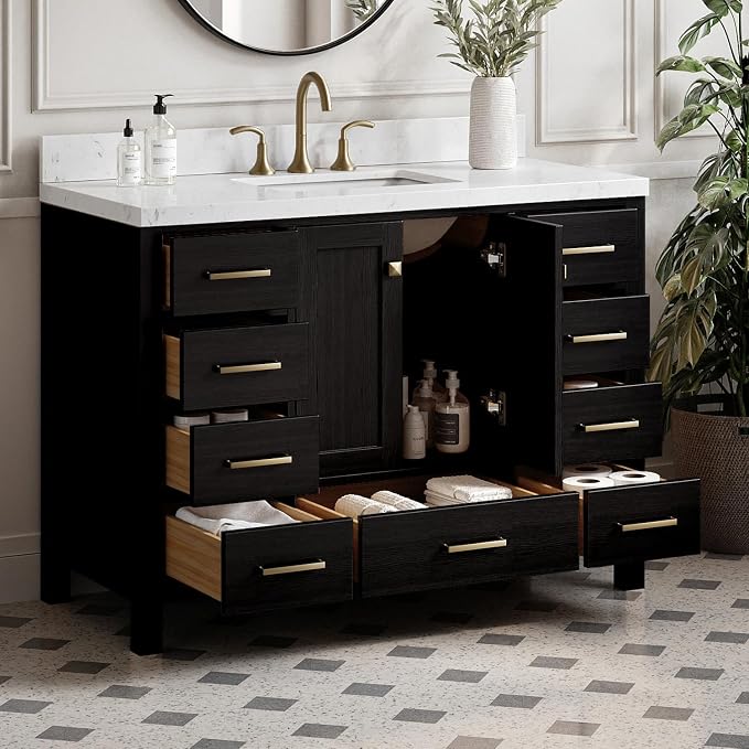 ARIEL Cambridge 48 Inch Single Rectangle Sink Bathroom Vanity - Image 2