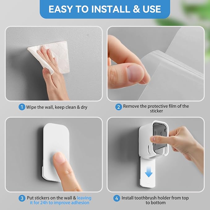 Toothbrush Holders for Bathrooms, Single Toothbrush Dispenser Storage Organizer - Image 6