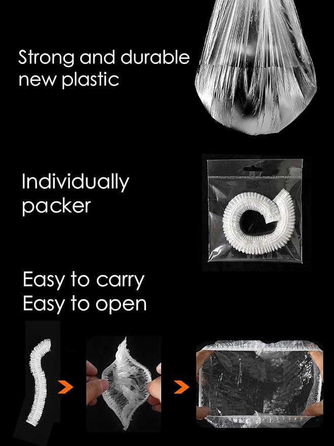 10Pcs XL Oversized Disposable Plastic Shower Cap - Image 3