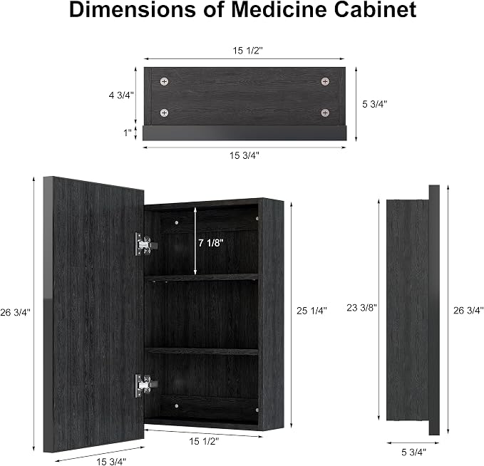 Black Bathroom Medicine Cabinet - Image 2