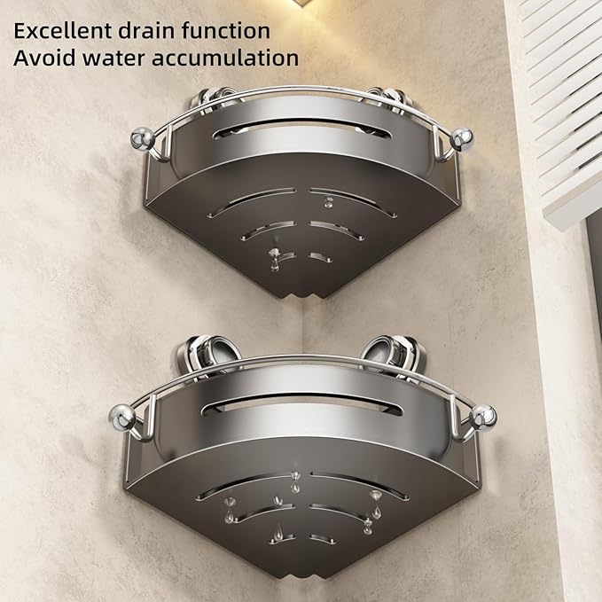 VOLPONE Corner Shower Caddy Suction Cup Shower Shelf Corner No Drilling - Image 4