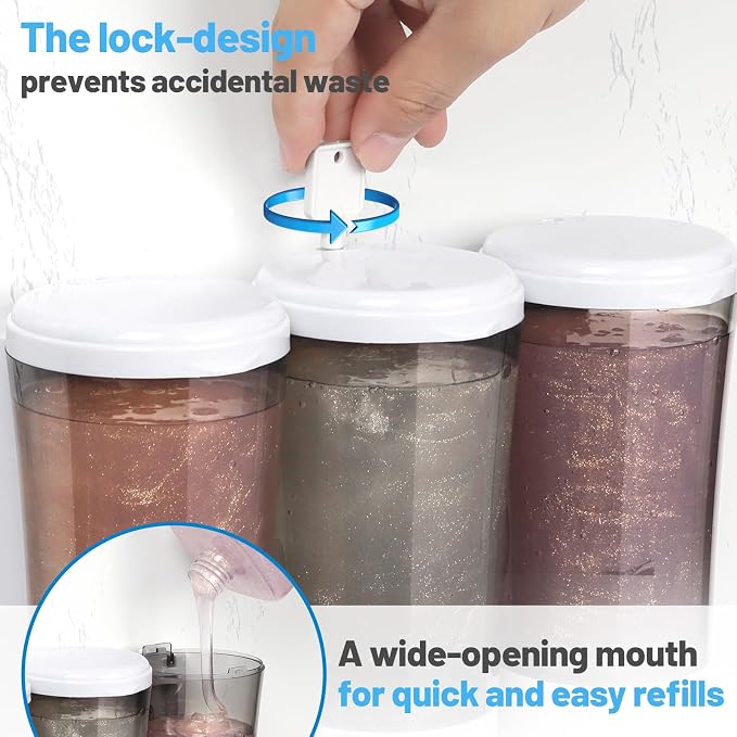 Shampoo and Conditioner Dispenser 450ml * 3, Shower Dispenser 3 Chamber No - Image 4