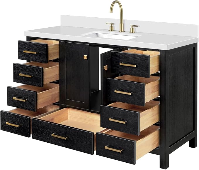 ARIEL Cambridge 55 Inch Single Rectangle Sink Bathroom Vanity - Image 6