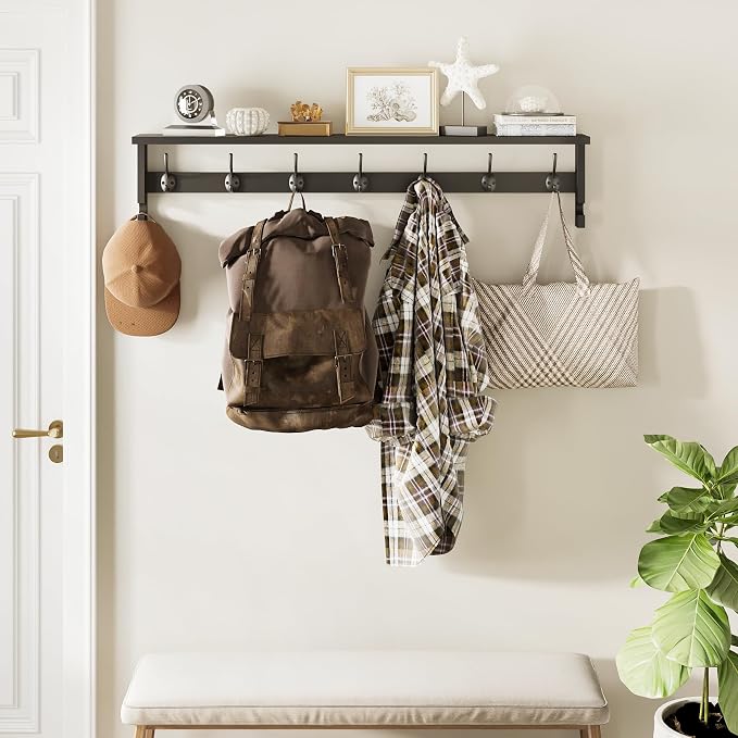 AMBIRD Coat Rack Wall Mount, Wood Coat Hooks - Image 6