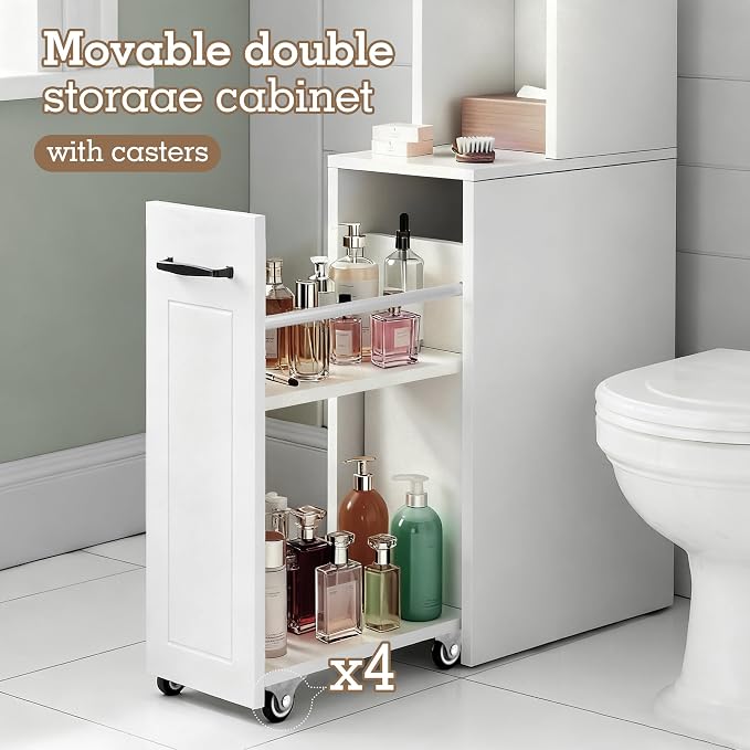 Extendable Rolling Drawer-Style Toilet Storage Cabinet. Conveniently Mobile. - Image 6