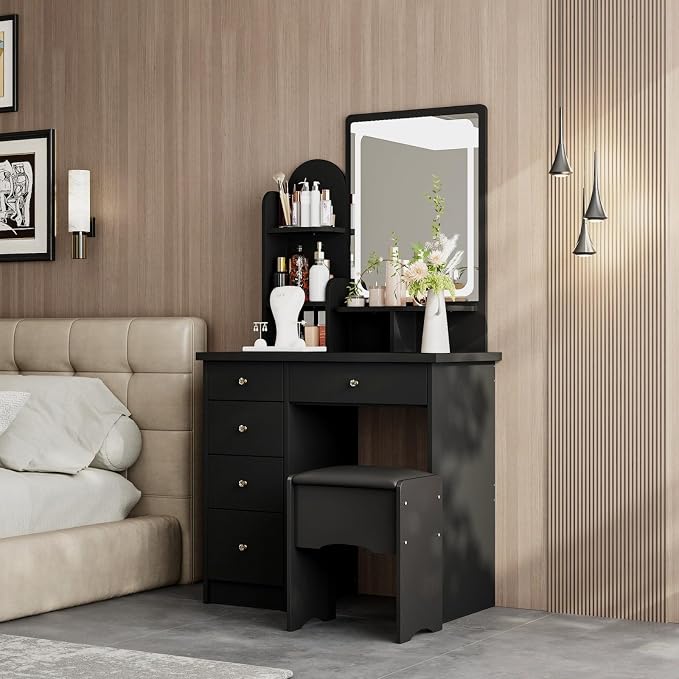 FUFU&GAGA Vanity Set with Rectangular Mirror, Makeup Vanity Dressing Table with - Image 2