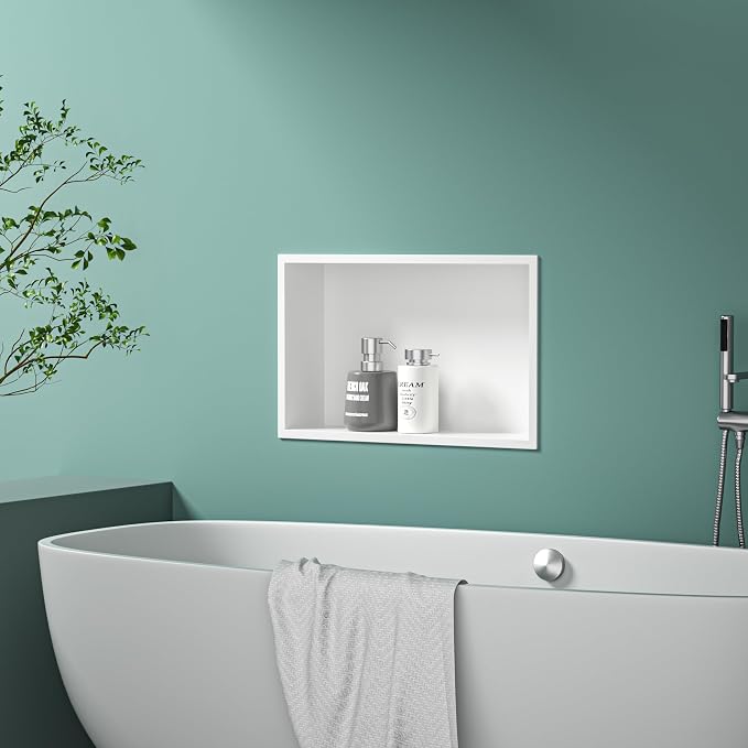 Stainless Steel Shower Niche 20" X 12" White No Tile Needed Niche Shower - Image 5