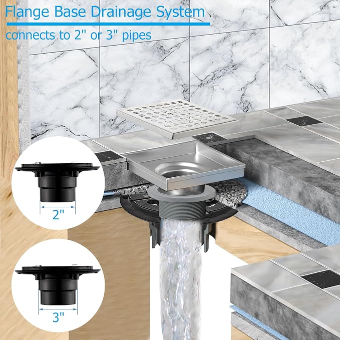 6 Inch Square Shower Floor Drain - Image 4