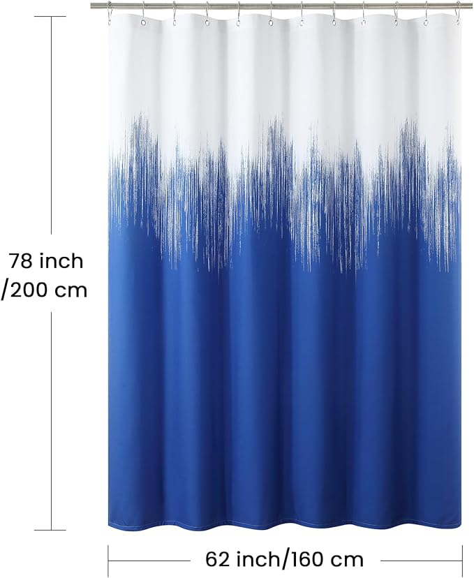 Long Fabric Shower Curtain, Royal Blue Microfiber Cloth Shower Curtains - Image 6